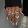 Salircon Exquisite Cute Colorful Rhinestone Adjustable Open Ring Lady Retro Acrylic Stackable Knuckle Ring Y2K Jewelry Accessory