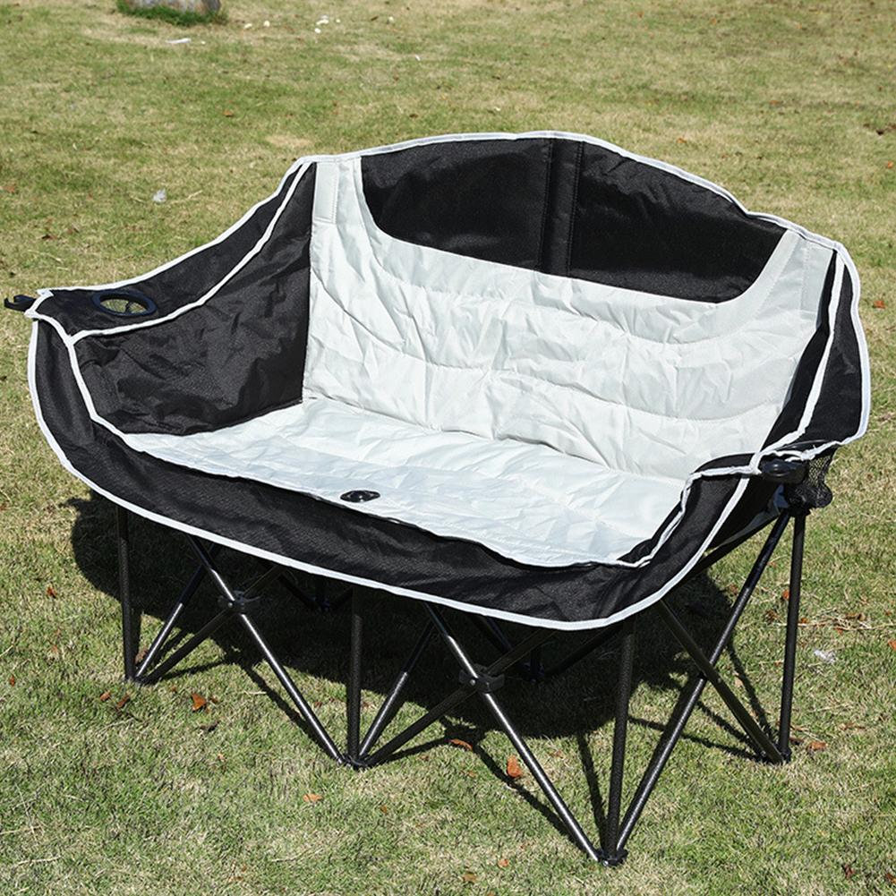 Double Camping Chair 2 Person Camping Chair with Cup Holder and Carry Bag Padded Lawn Chairs Support 600lbs for Adults