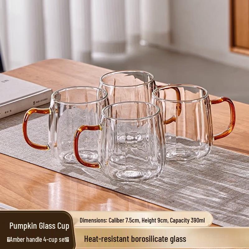 Jingbaodi Pumpkin Glass Cup Set with Handle