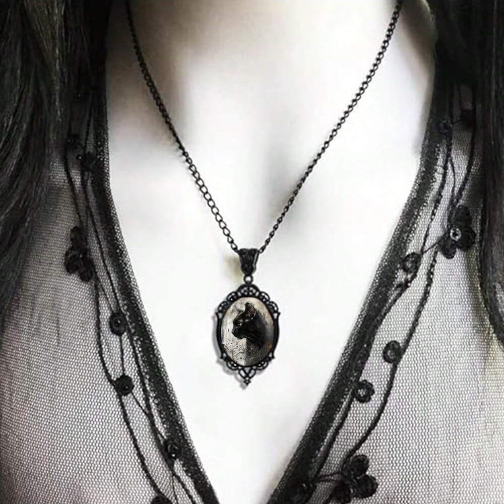 Pendant Gothic Black Cat Set, Necklace