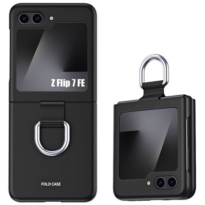 Coque de Protection - BOOLING - pour Samsung Galaxy Z Flip 7 FE - Rigide Antichoc - Noir - Boucle en Métal
