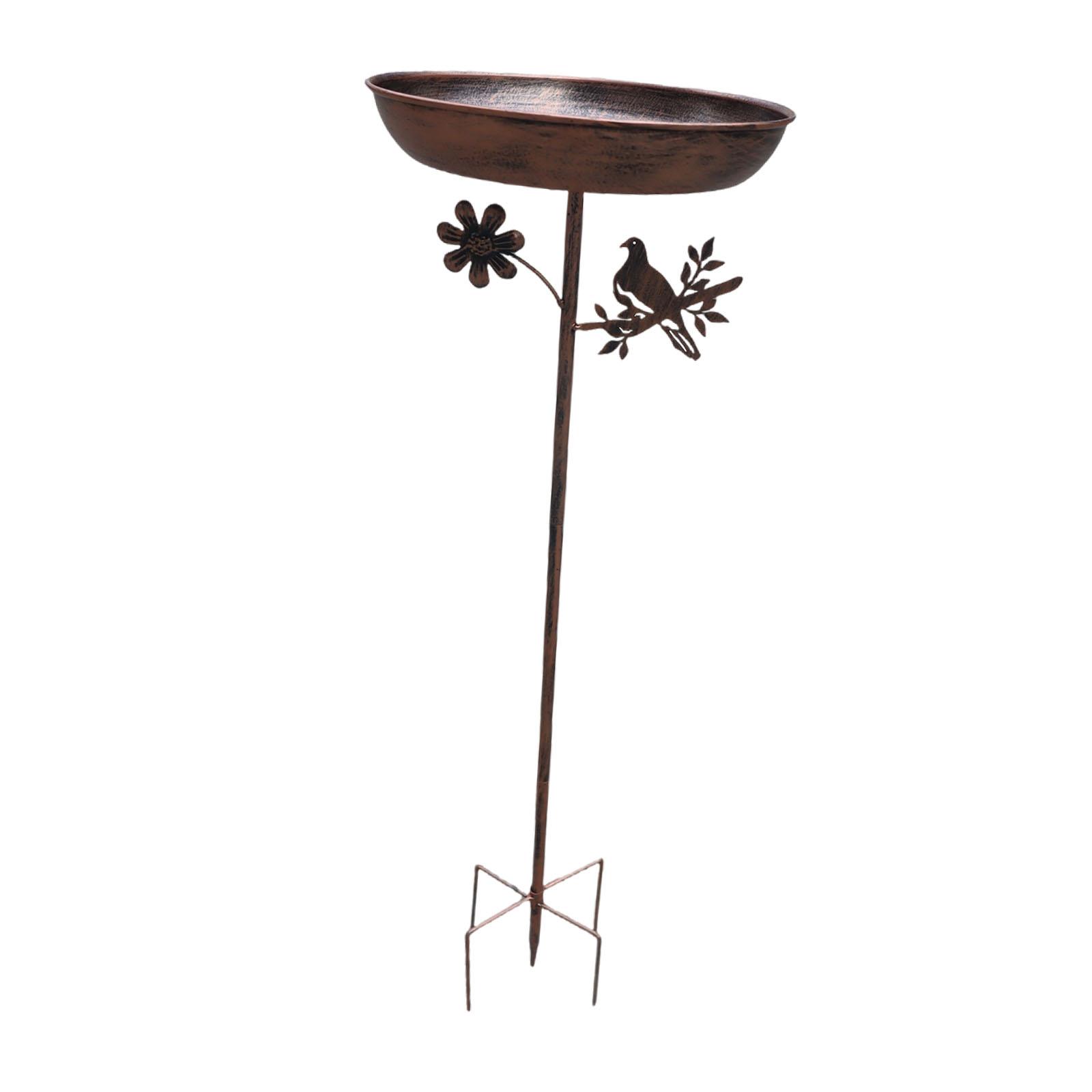 

Standing Bird Bath Bowl ,Yard ,Gift ,Balcony, Fence, Deck Park Wildbird Drinking Porch Bird Feeder Tray with Stake бронзовый