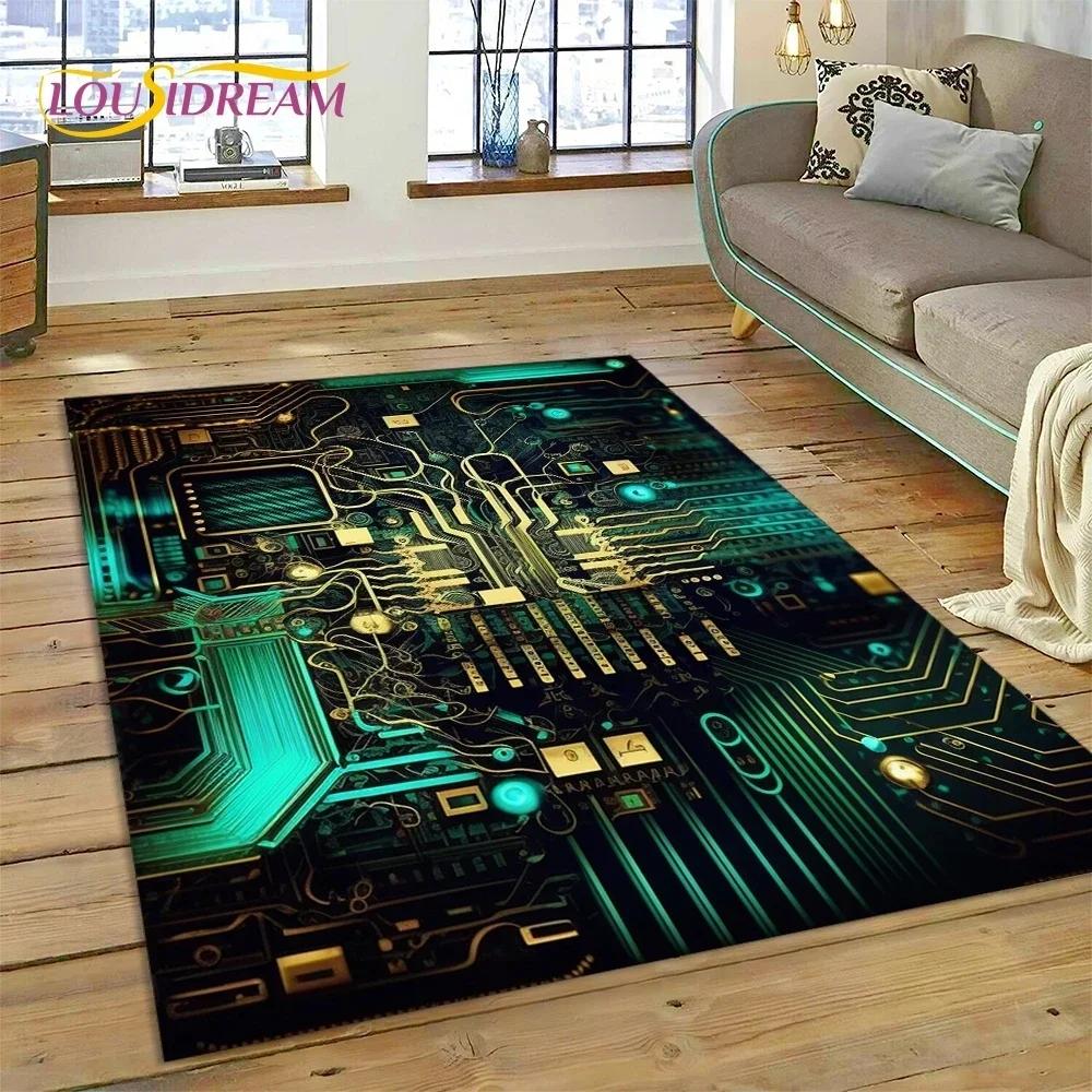 PCB Circuit Board 3D Chip CPU Carpet Rug for Bedroom Living Room Home Sofa Decoration,Children Game Large Decor Floor Mat Gift
