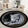 Leopardenmuster-Design Flanell-bedruckte runde Bodenteppiche sind rutschfest Geeignet für Wohnzimmer Schlafzimmer Terrasse Garten Teppiche