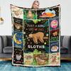 Cozy Sloth Print Plush Throw | Fluffy Animal Blanket for Couch, Bed, Travel & Camping - Kids & Adults Kawaii Pattern For Child