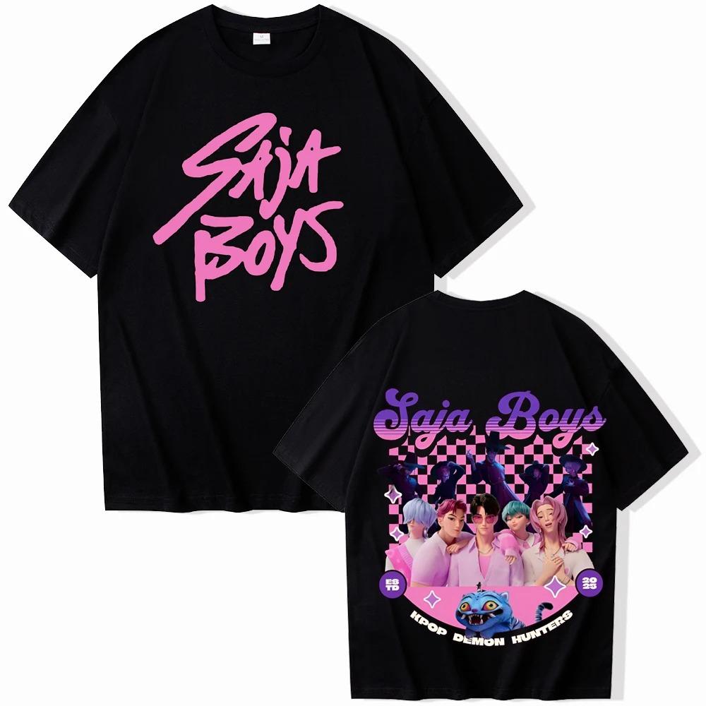 KPop Demon Hunters Saja Boys T-shirt Harajuku O-neck Casual Shirt Gift Men Women Short Sleeve Oversized Y2k Male Female Clothing