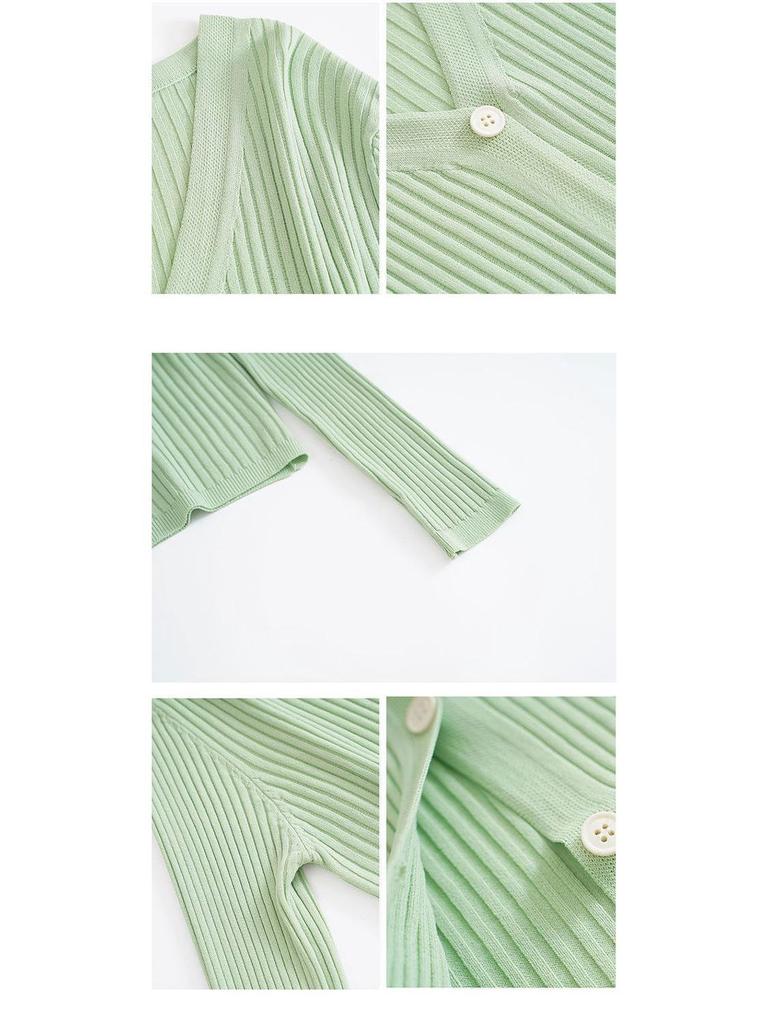 2024 Women's V-Neck Slimming Knit Cardigan: Spring/Summer Short Style for Skirts
