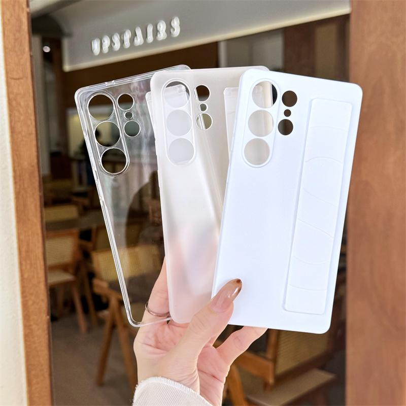 Luxusní matný elastický silikonový náramek pouzdro na telefon pro Samsung S25 S24 S23 Ultra S25 Plus Tvrdý PC Průhledný Nárazuvzdorný Zadní Kryt
