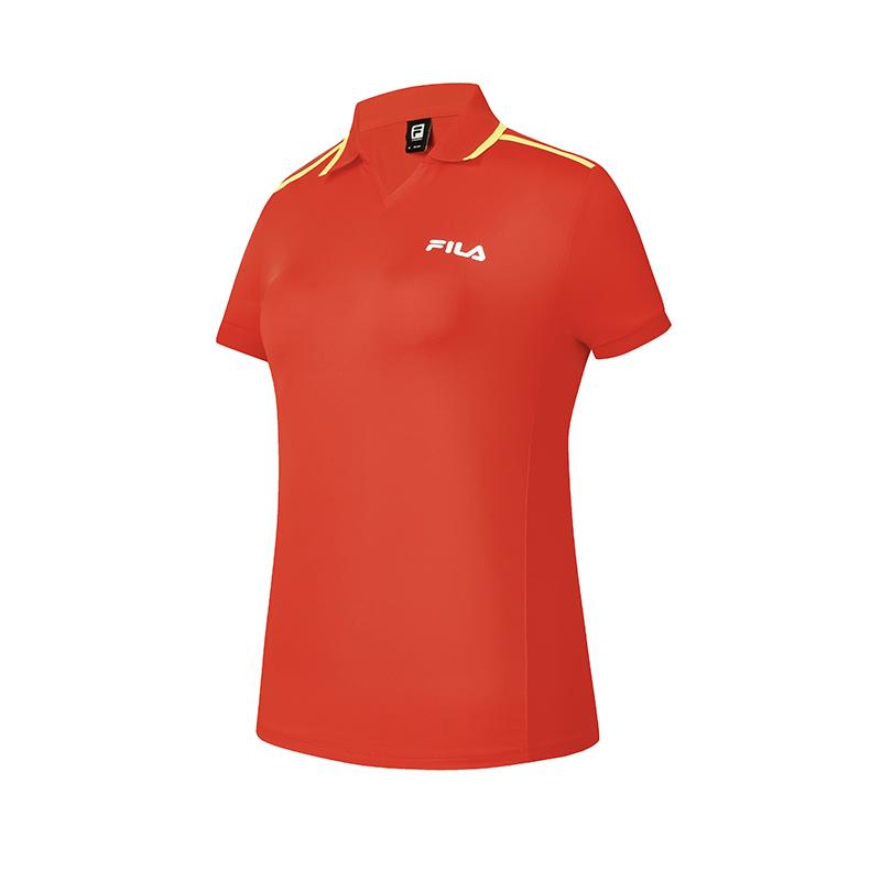 New FILA Polo Shirts Women's National Flag Red Logo Standard Color A11W431113FRD