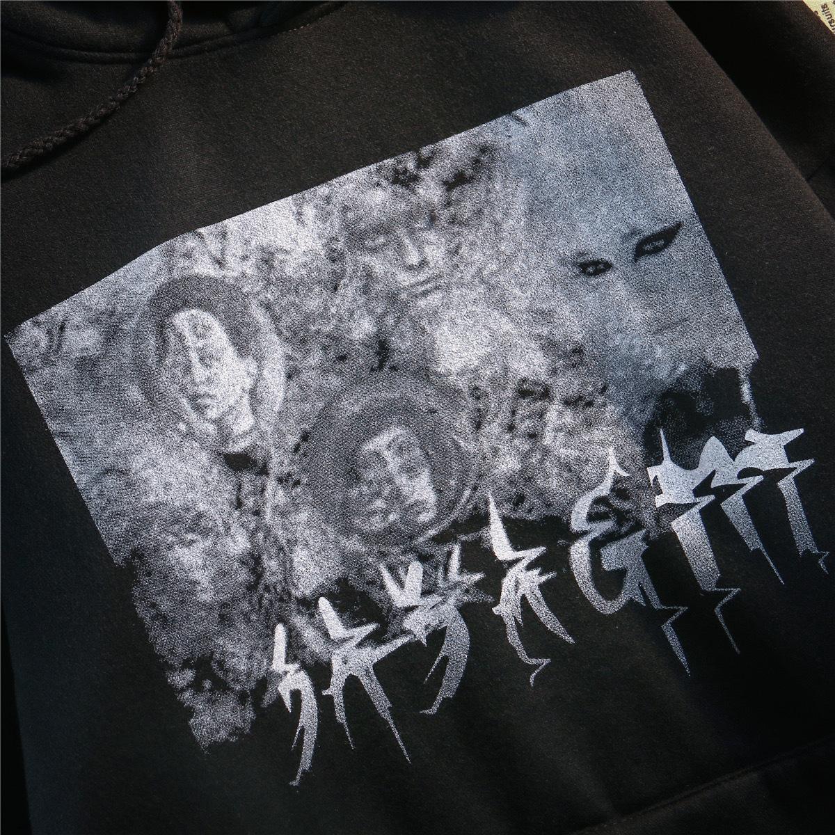 S~3XL Harajuku Gothic Hoodies Women Men Black Sweatwear Top Street Hip-hop Dark Black — фото 5