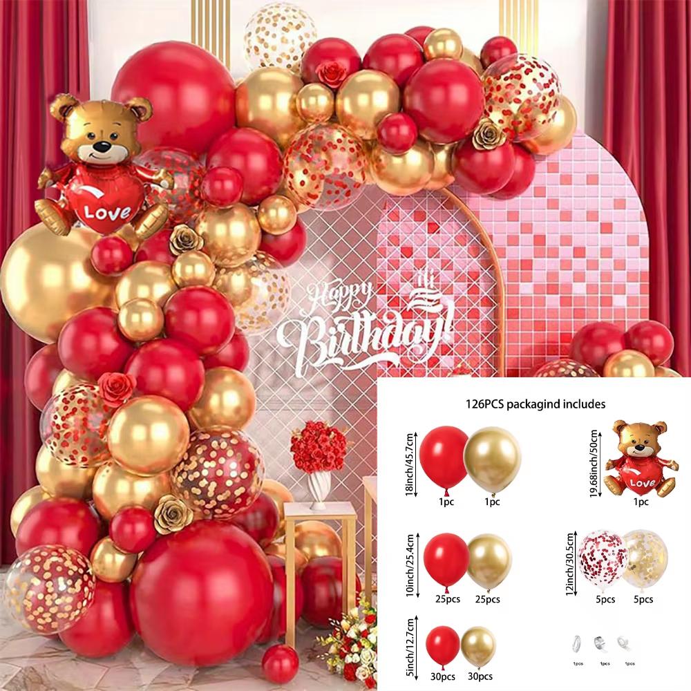 

126PCS Golden and Red Metallic Balloons Arch Kit for Birthday Wedding Anniversary Valentine s Day New Year Celebr others