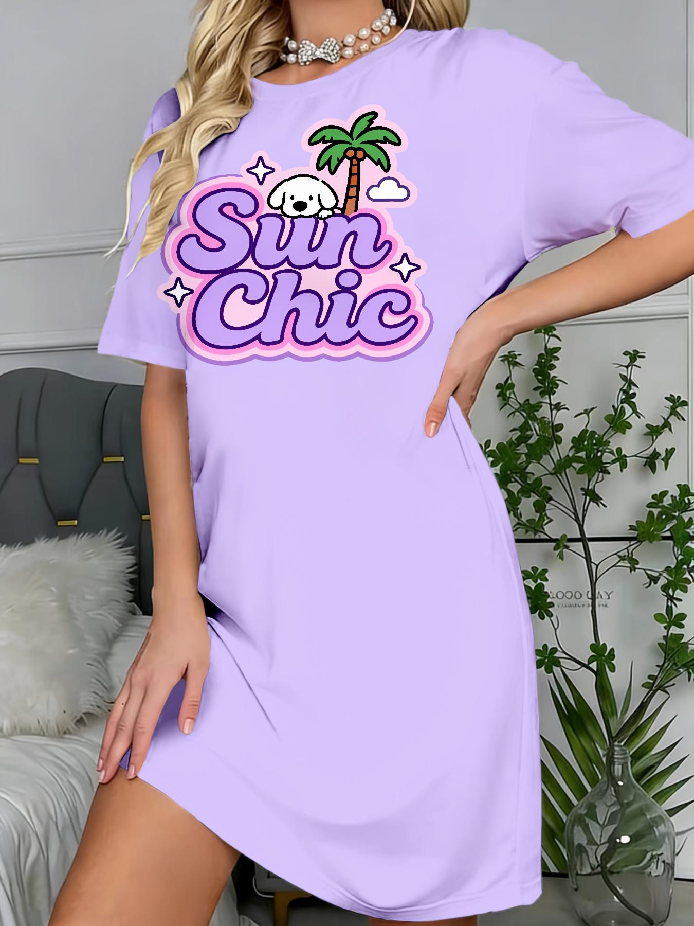 

New Women S Dress in Purple. Featuring a Easy Summer Letter Print. It S Loose And Comfortable with Short Sleeves And a Round Neck. Made from Soft. Ski 3XL дубильная кора