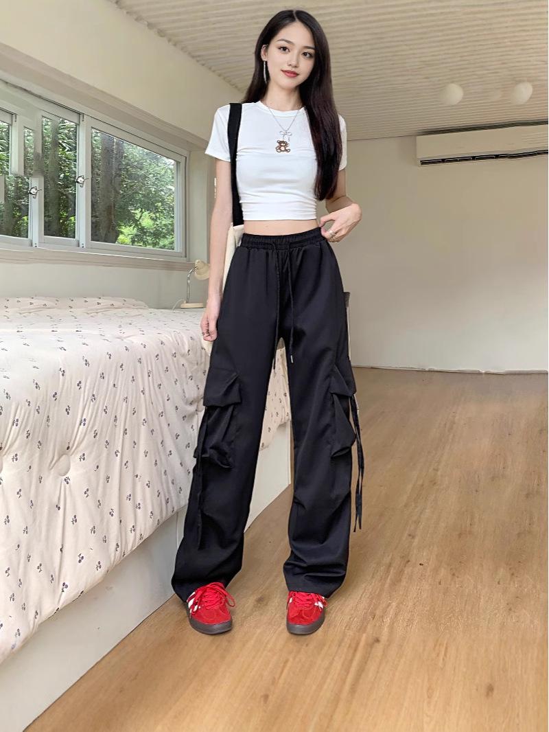 

Унисекс брюки карго с высокой посадкой и множеством карманов - Коллекция уличной одежды Осень 2024 3XL чёрный