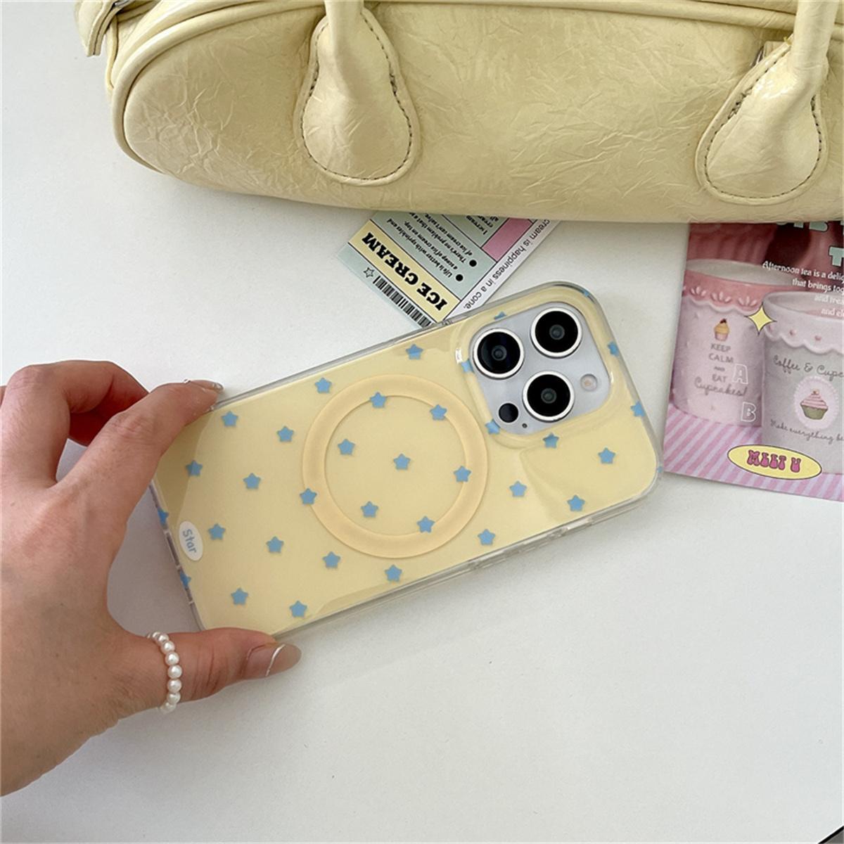 

Lovely Star Magnetic Phone Case For iPhone 16 Pro 13 14 15 Pro Max Cover with Rotation Stand For Magsafe Cases Cute Funda For iPhone 14Pro