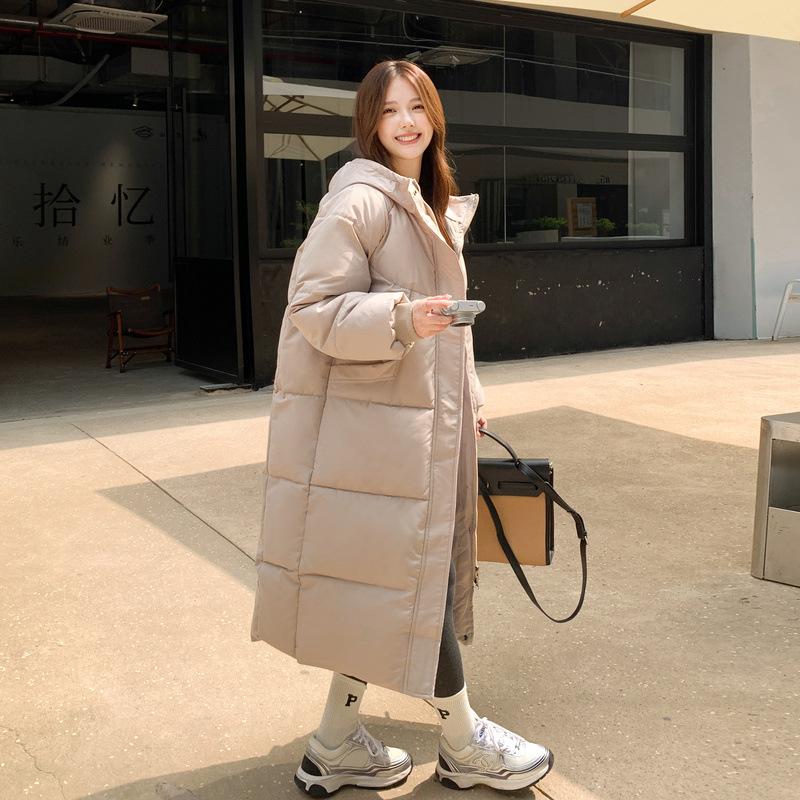 Down Jacket Women's Long Style Winter New Korean Style Loose and Small Thickened Knee-high Cotton Jacket for Women