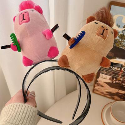 Diadema de Peluche de Dibujos Animados Kawaii Capibara Adorno para la Cabeza de Fiesta de Navidad Maquillaje Lavarse la Cara Tomar Fotos