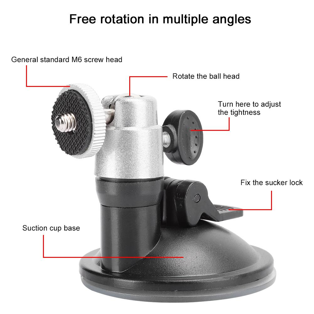 HD-004a B Halterung Silber Schwarz Aluminiumlegierung Fahrzeughalterung Vakuumsauger Starker Saugständer(Schwarz )