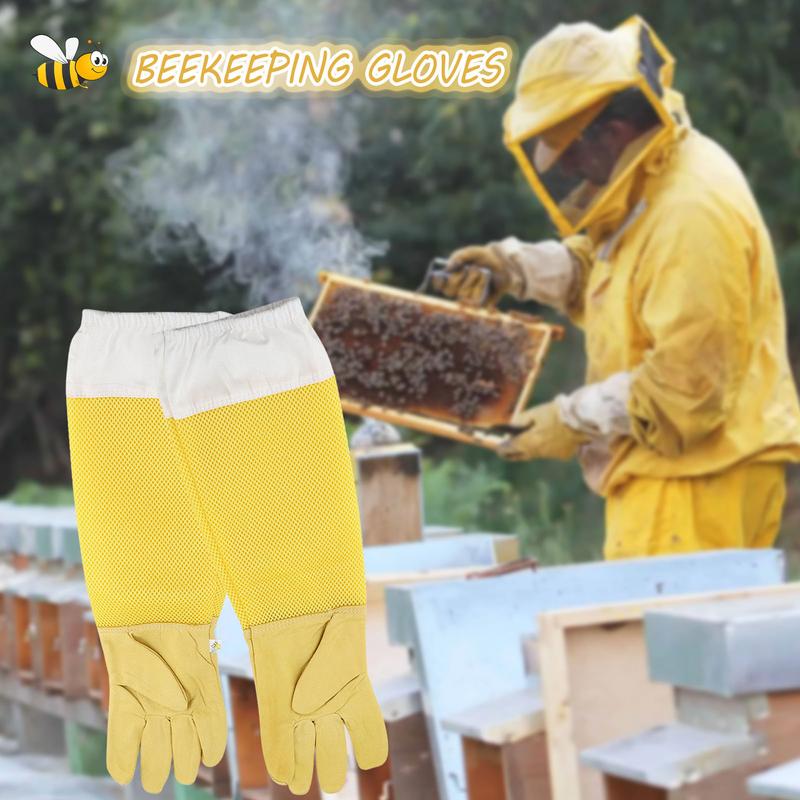 1 Pair Breathable Beekeeping Gloves Long Sleeves Protective Gloves Durable Beekeeper Gloves Safety Protection Breathable Mesh XL