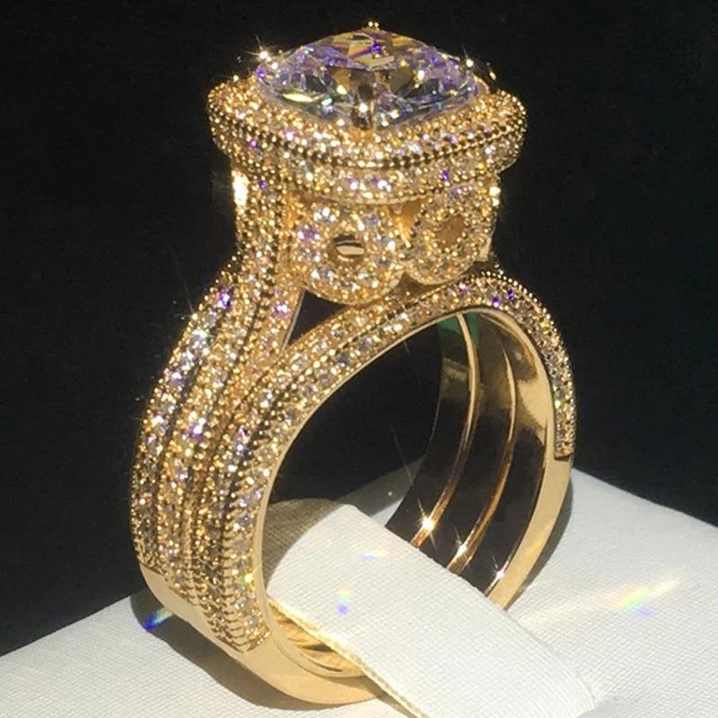 

European and American High-end Luxury Ring Set for Women s Fashion Temperament, Micro Inlaid Shiny Circular Design, Zircon 6