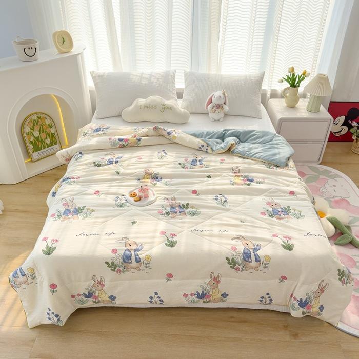 Summer Air Condition Quilt Thin Stripe Lightweight Comforter Full Queen Breathable Sofa Office Bed Travel Quilts Throw Blanket