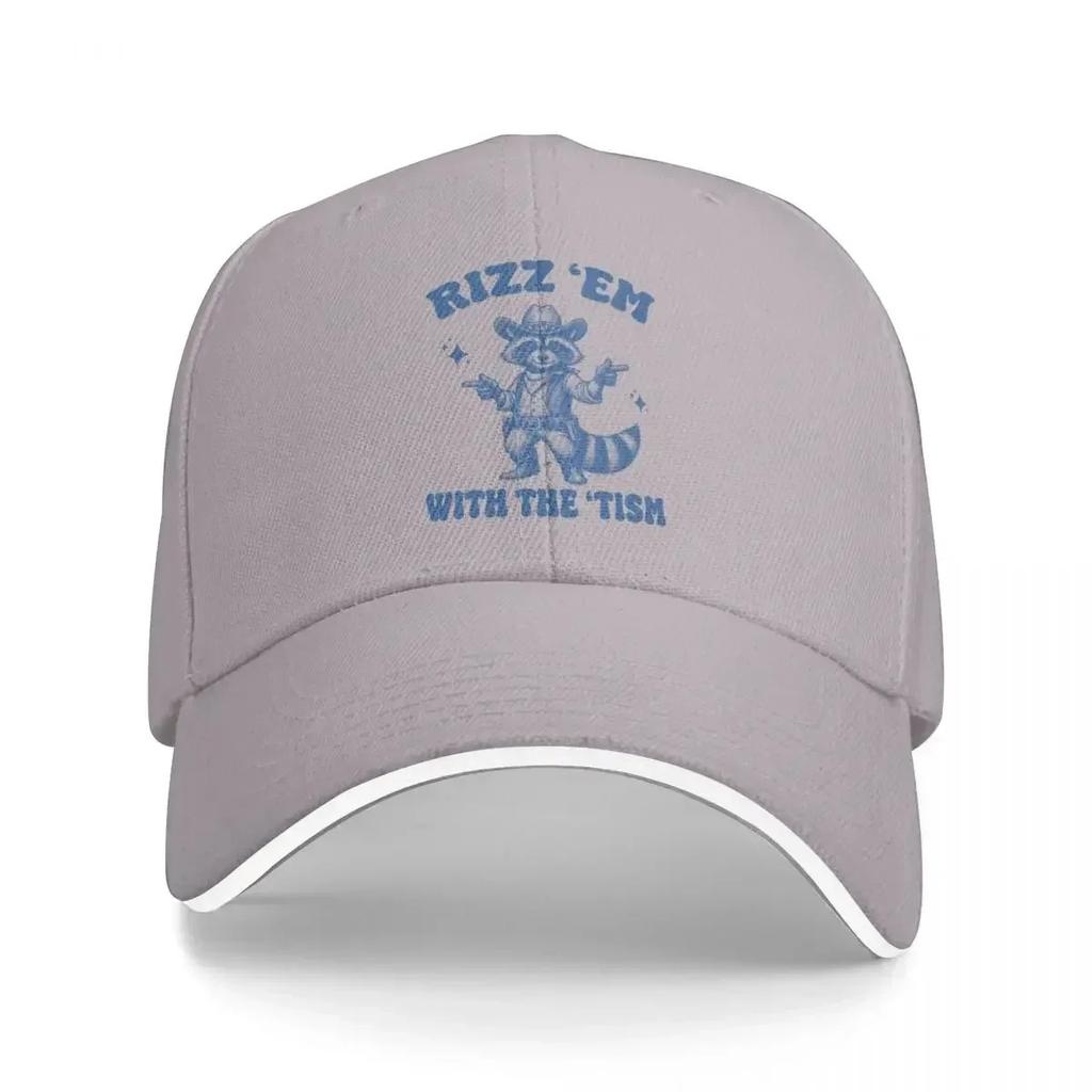New Rizzem With the Tism Funny Raccoon Baseball Cap Trucker Unique hats funny hat tactical cap Hats Unisex Womens