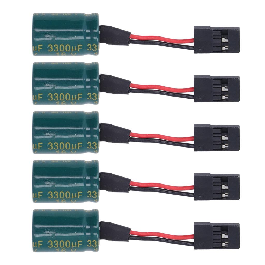 5pcs RC Drone Voltage Protector 3300uF 16V Large Capacitor Receiver Voltage Protector with Plug for FUTABA