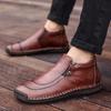 Mens Casual Leather High-Top Loafers With Soft Rubber Sole Slip-On Comfort Shoes Daily Wear
