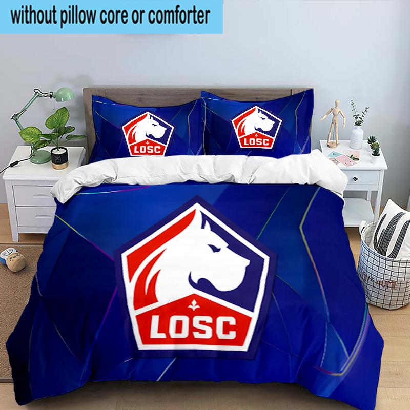 Losc Football Crest 3PCS Bedding set,Ideal for1pc Duvet Cover And 2pcs Pillowcases Perfect for Christmas gift,Ideal for Bedroom, Dormitory