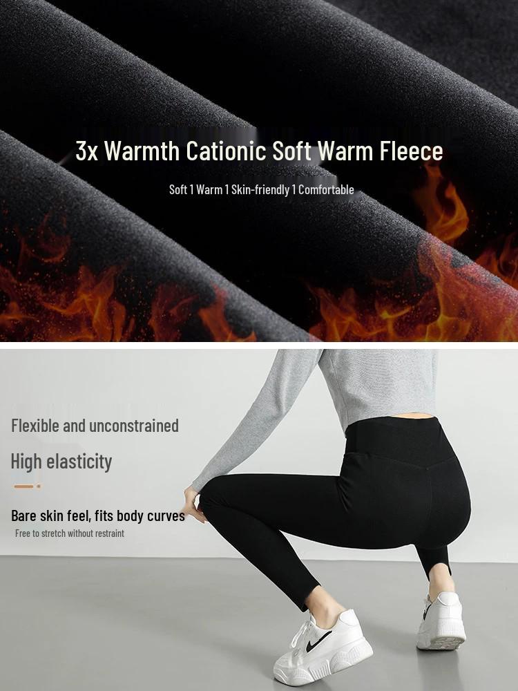 Plus Size Velvet Base Layer Yoga Pants for Women - Spring/Autumn 2026, Thickened Denim for Chubby Girls