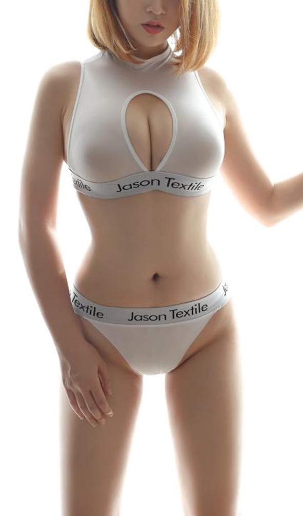 Dokidoki Bust-Enhancing Sexy Costume [White] See-Through Cosplay Top and Bottoms T-Back Midriff-Baring Exposure [Parallel Import]