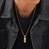 Vnox Stainless Steel Geometric Pendant Necklace with Box Chain, Small Dog Tag Collar, Vintage Hammered Texture Gift for Men Boys