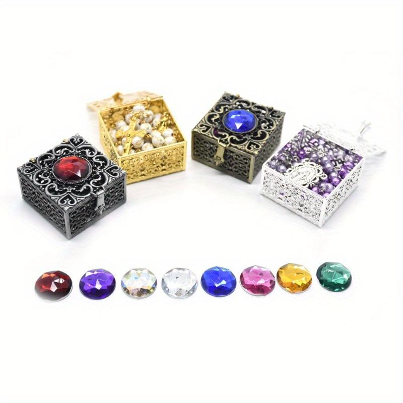 Rosary Bead Box Necklace Metal Christian Catholic Religious Jewelry Case Storage