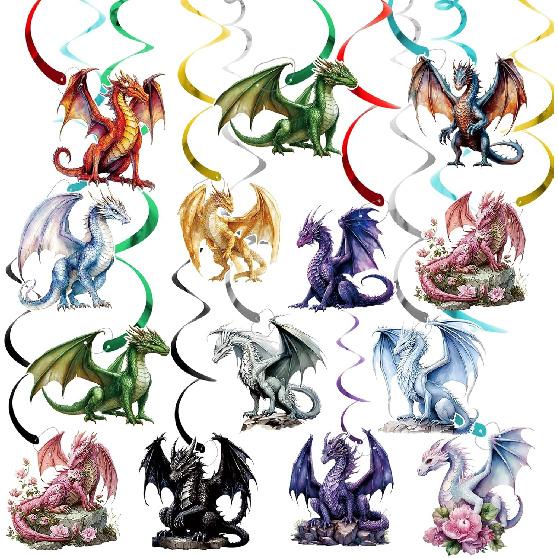 Dragon Birthday Party Decorations - Dragon Party Supplies 12pcs Dragon Theme Birthday Decorations Dragon Party Hanging Swirls
