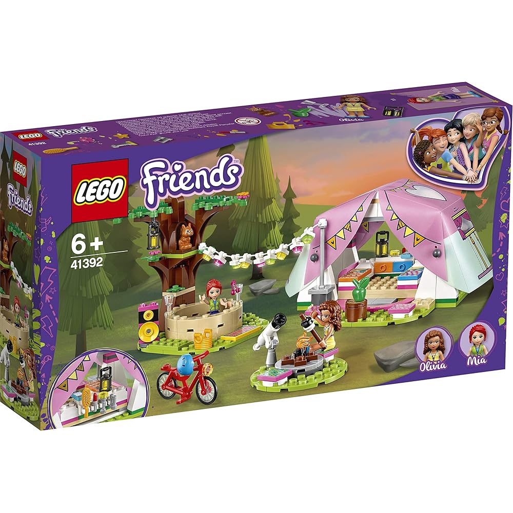 LEGO Friends Camping Adventure Set 41392 with Tent, Campfire, and Minifigures