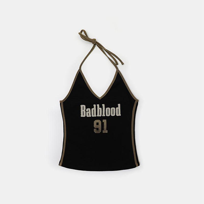 South Korea Badblood American Gyaru Plaid Vest Sling Women Niche Retro Sexy Street Embroidery Top Tide
