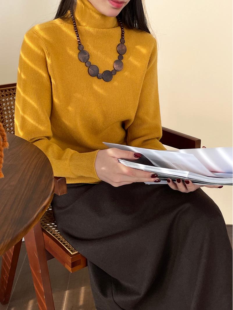 

Женский вязаный свитер с высоким воротником в вертикальную полоску - Taochuan YL1178 One Size