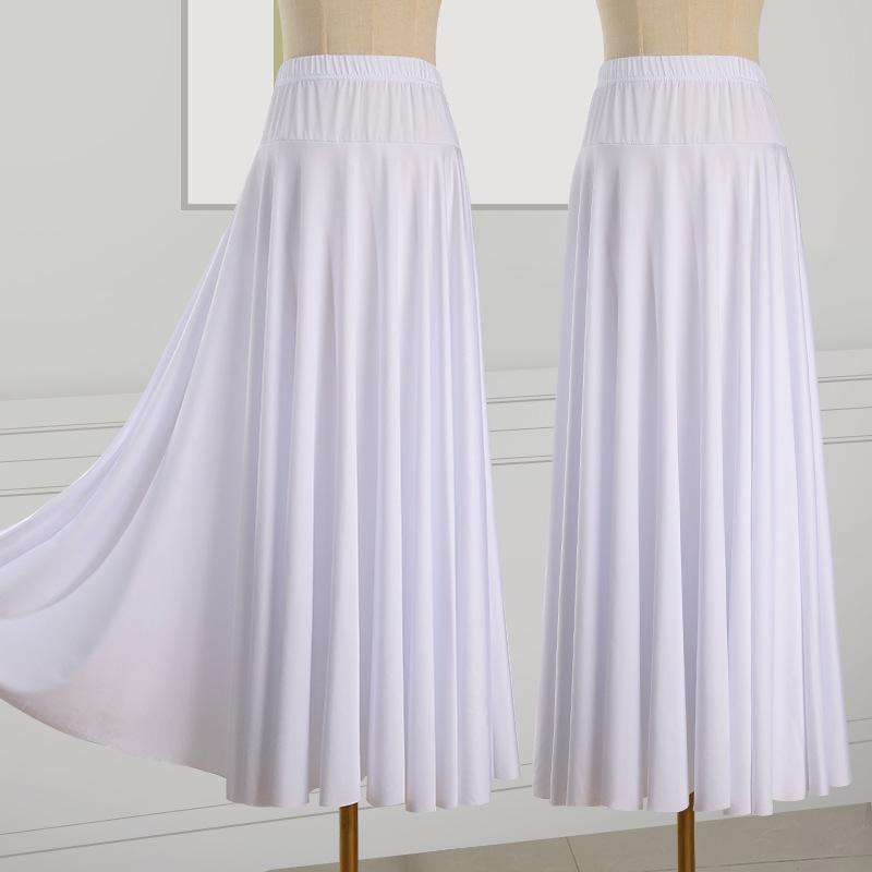 2025 Nová jednobarevná sukně na square dance a sálový tanec s velkým rozsahem