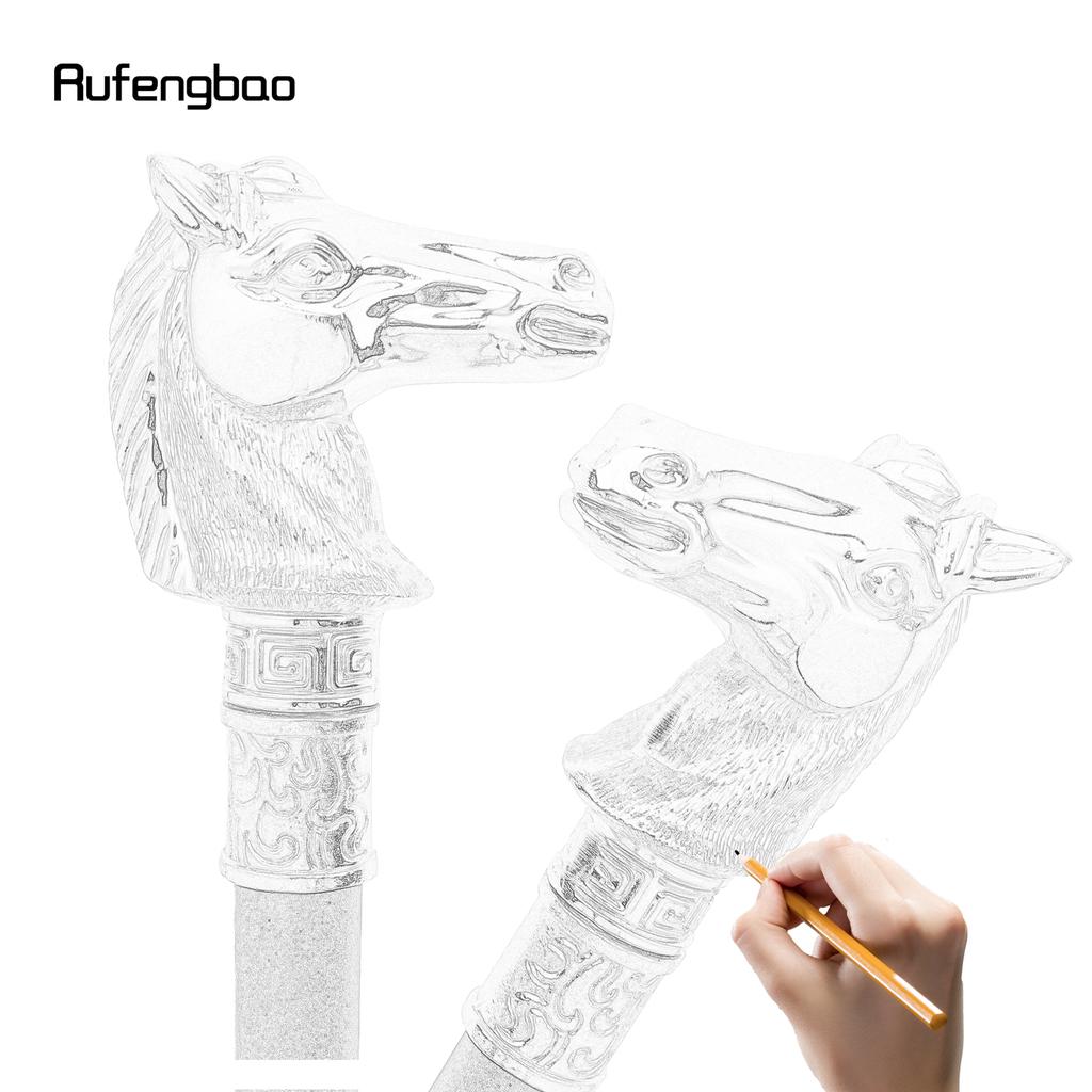 Golden Race Horse Bristle Head Fashion Walking Stick Decorative Cospaly Vintage Party Fashionable Walking Cane Crosier 93cm