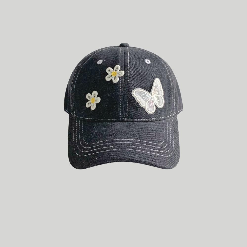 Korean Bowknot Flower Embroidery Baseball Caps Women Girl Cute Plum Outdoor Sun Visor Hats Adjustable Sports Peaked Cap
