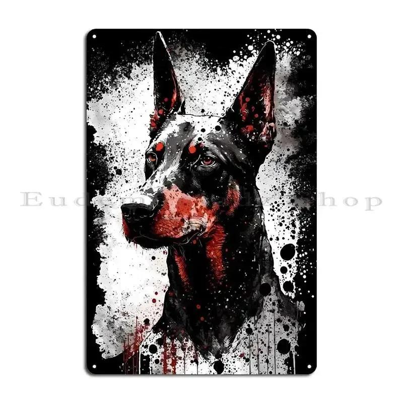 Doberman Portrait Metal Plaque Poster Garage Character Classic Poster Bar Tin Sign Poster 20x30cm(7.8x11.8inch)