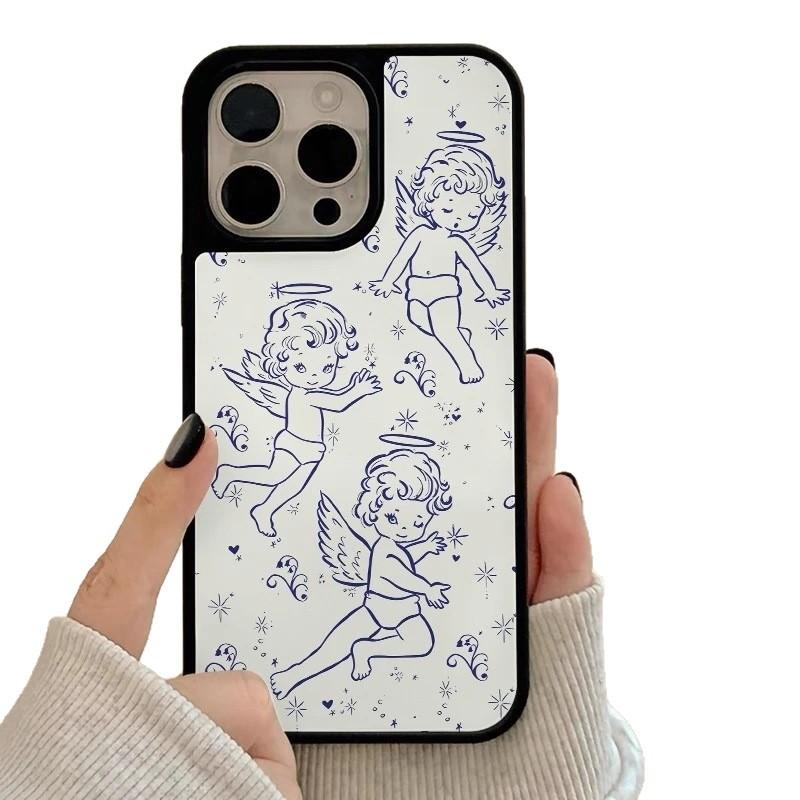 Süßer kleiner Engel geeignet für iPhone17promax Handyhülle 15 süß 14 große Löcher 16 matt PC13 Hartschale