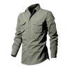 New Long-sleeved Men's Shirt with Multiple Pockets for Casual Wear