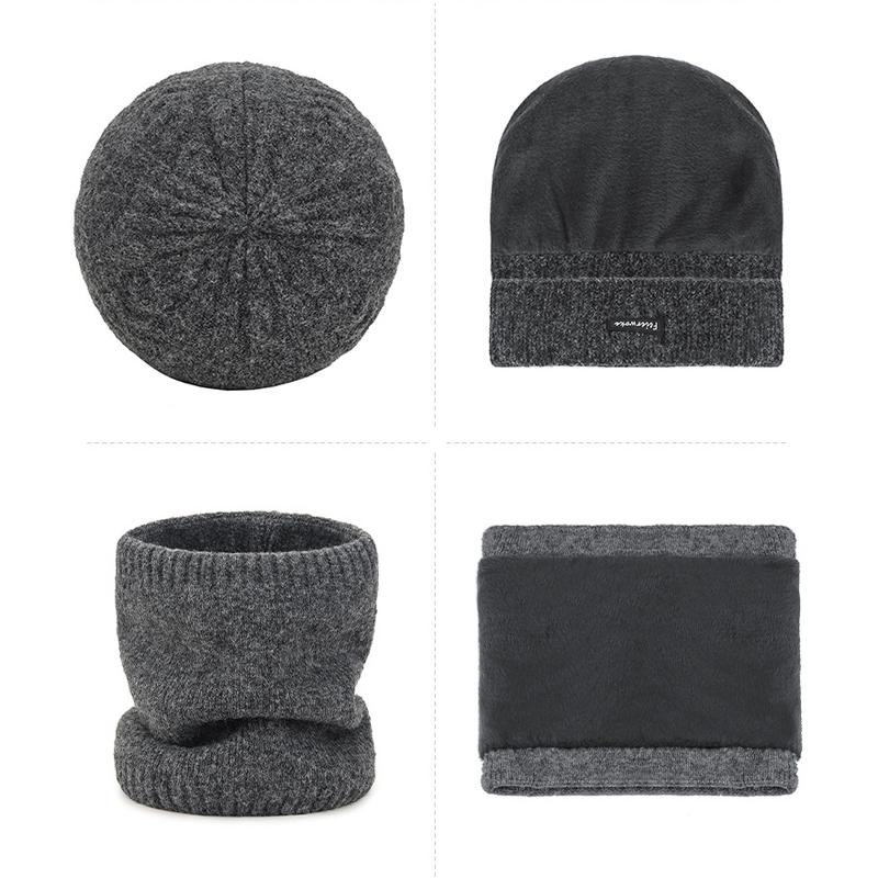 Winter Color Matching Wool Knitted Hat for Men Outdoor Cycling Cold-Proof Warm Wool Hat