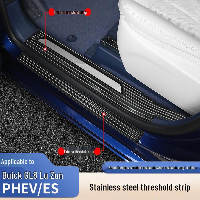 Stainless Steel Door Sill Scuff Plates for 2024 Buick GL8 PHEV Interior Upgrade