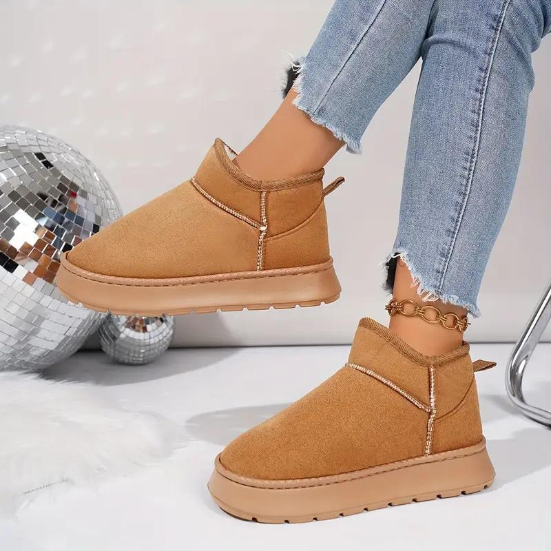 Женские домашние тапочки слипоны - Мягкие плюшевые зимние ботинки для дома/улицы с нескользящей подошвой из ЭВА, Утепленная теплая подкладка 44-45