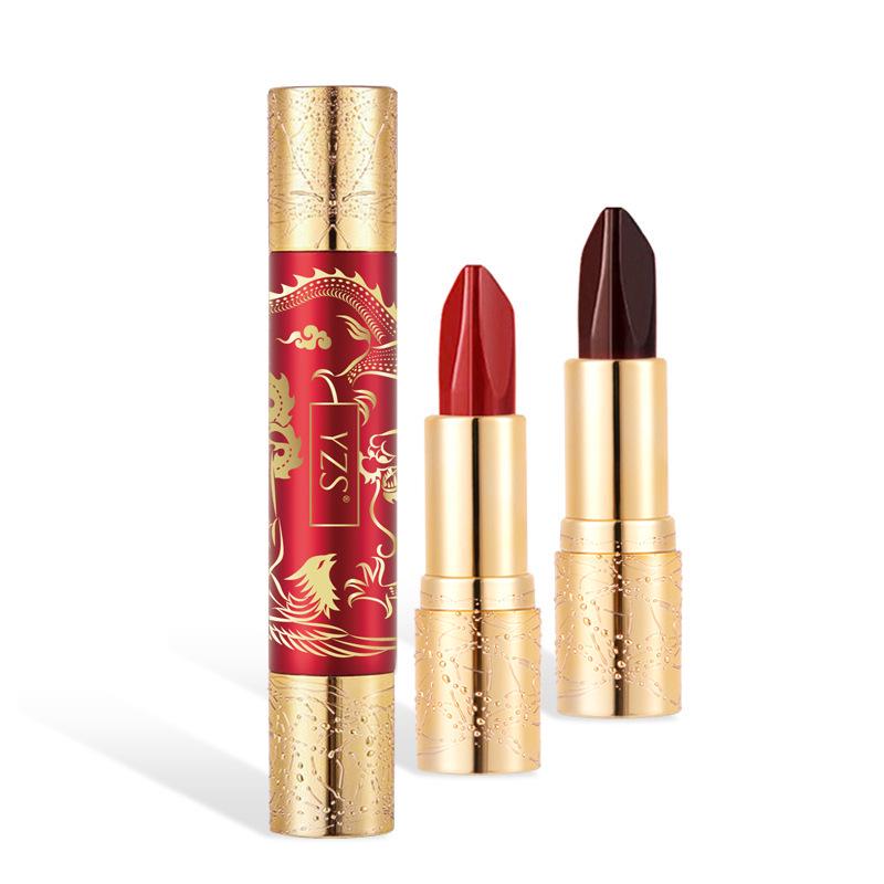 YZS Dragon Magic Six-Color Matte Lipstick - Moisturizing, Waterproof, Sweatproof, Long-lasting, Whitening. 3.8g + 3.8g