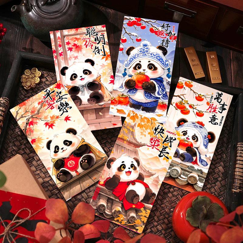 Szczęśliwy Panda Rok Smoka Czerwona Koperta 2026: Kreatywny uchwyt na pieniądze w stylu kreskówkowym