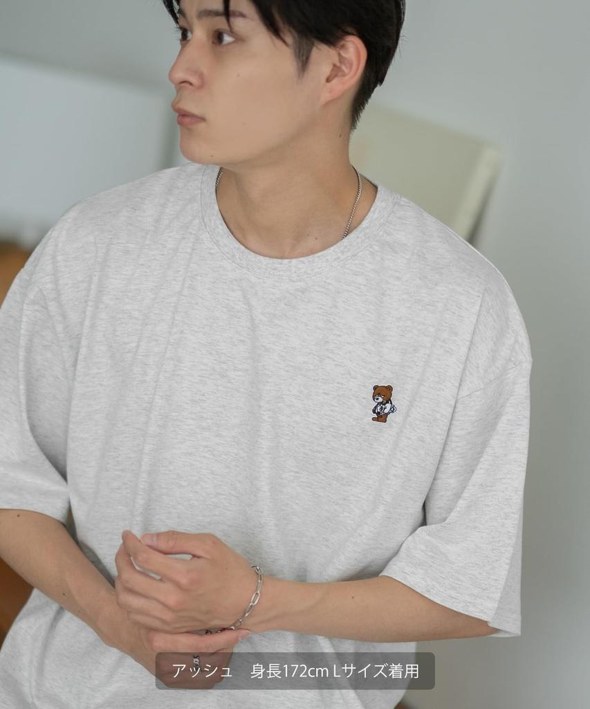 IMPROMES Casual SIDEWAYSTANCE Embroidered Skateboard Downer Bear Short Sleeve T-Shirt, Men's, Black