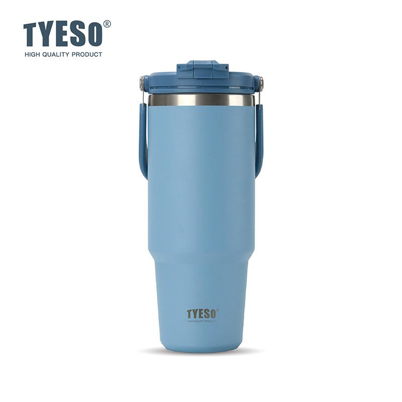 Tyeso 1200ML Cup Handle Vacuum Flasks Dual-Drink Coffee Mug Stainless Steel Thermoses Ice Cup Car Bottle Hot Cold Retention 1200ML