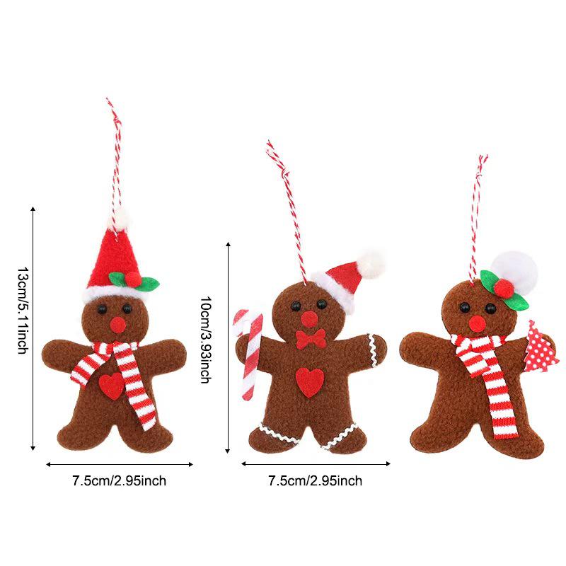 

Qiao Chi Christmas Gingerbread Man Ornament Set - 3-Piece Decorative Doll Pendants for Tree
